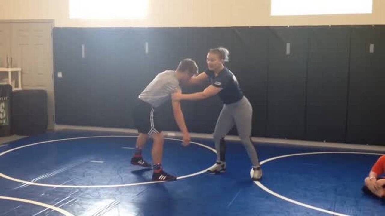 Team USA wrestler Veronica Carlson holds a clinic for kids in Fort Mill
