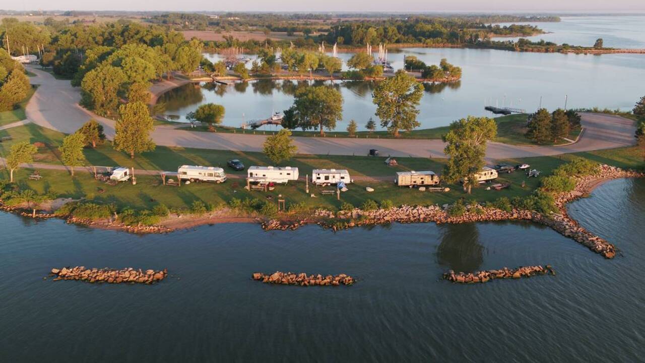 Sunrise drone flight over Cheney State Park