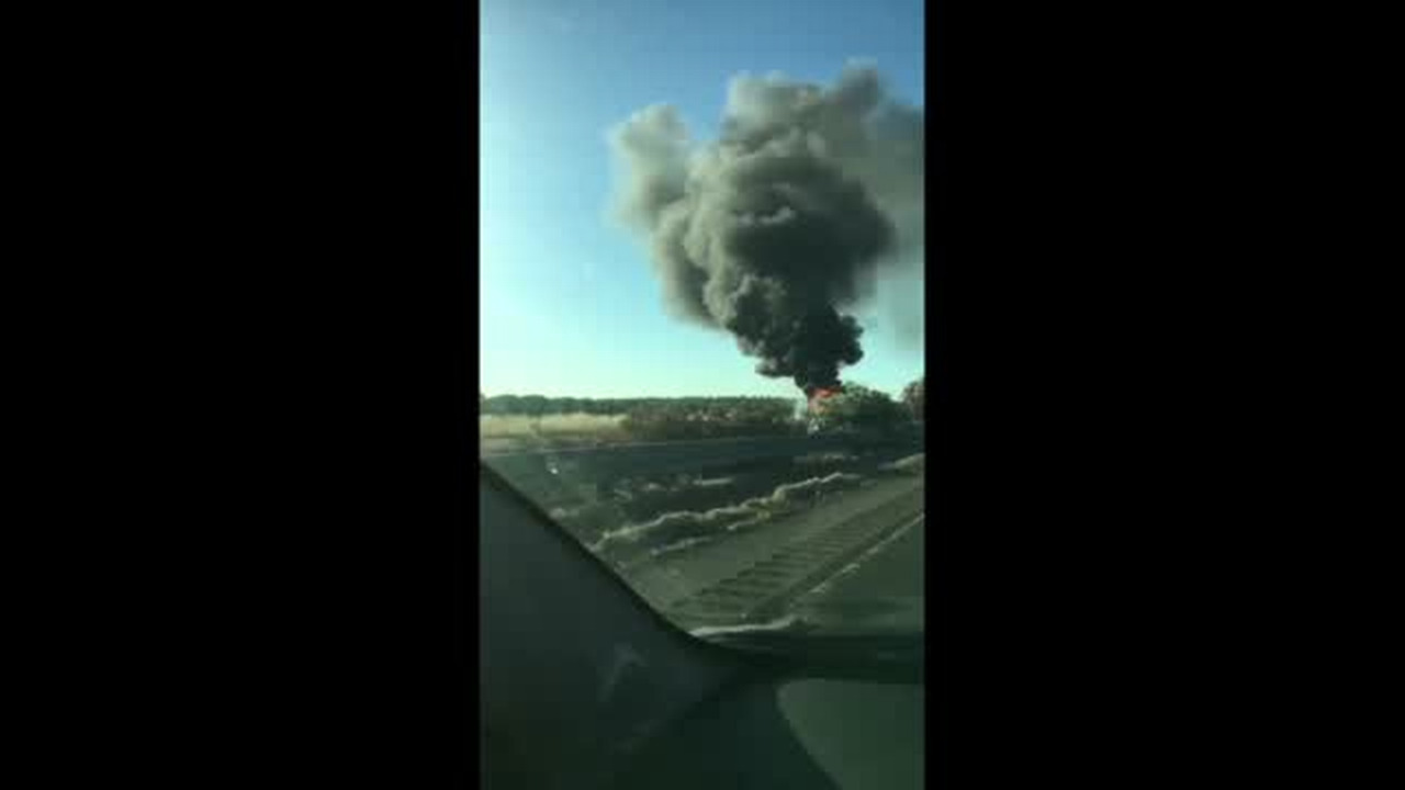 Burning big rig ties up Highway 99 traffic for hours