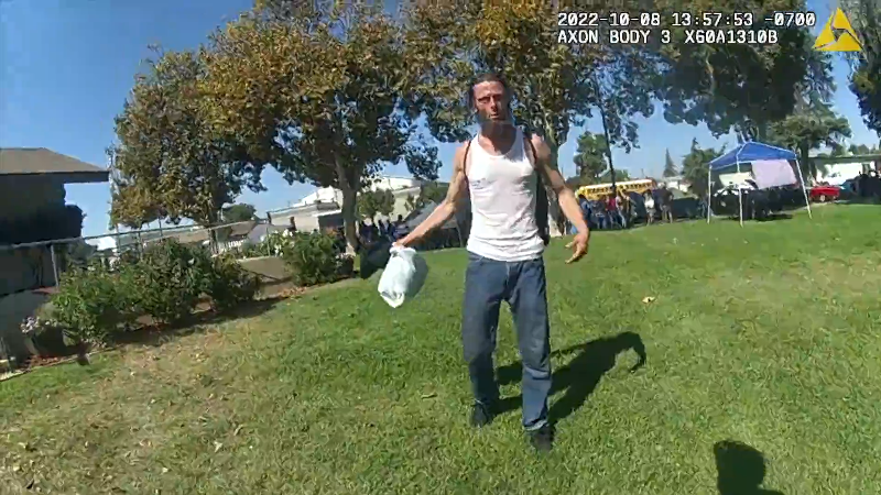Watch the body camera footage of deputies detaining Riverbank man