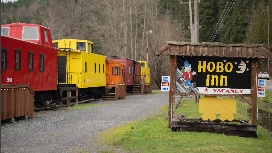 Landmark property on way to Mount Rainier for sale. $4M buys inn, eatery and cabooses
