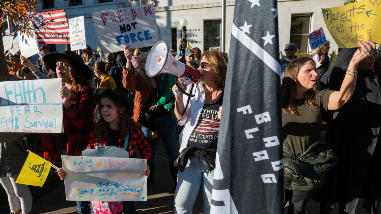 ‘You have woken the quiet people.’ Protesting vaccine mandate for school kids in Placerville