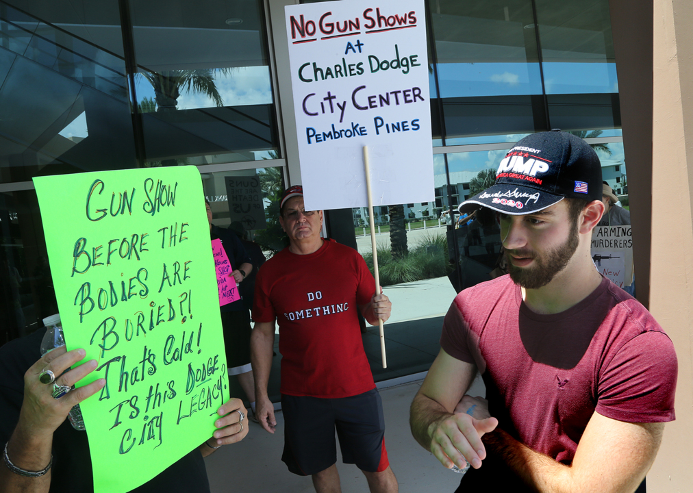 Gun buyers and gun control activists crossed paths at a Pembroke Pines gun show