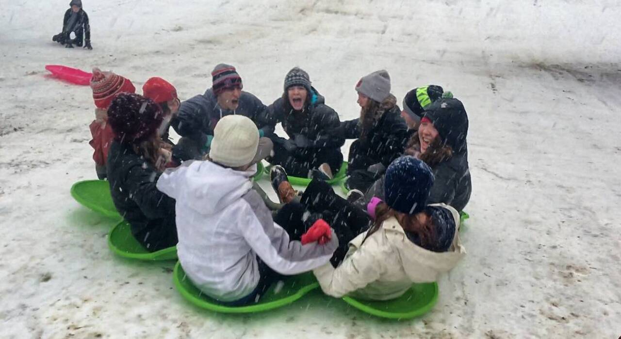 Daredevils attack a 300-foot hill on free sleds from the city. ‘And we shred.’