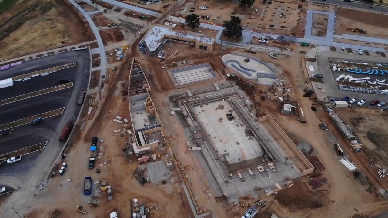 See the progress of Elk Grove Aquatics Center from air