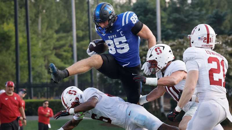 What a hurdle by Duke football's Hasley in victory over Stanford!