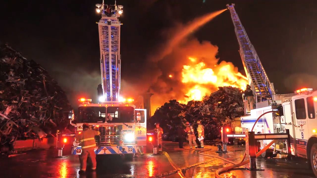 Fort Worth firefighters battle fire at scrap yard that may have been ...