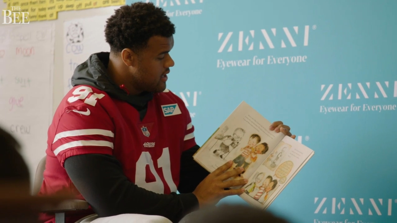 See 49ers star and Sacramento native Arik Armstead read to Leataata Floyd students