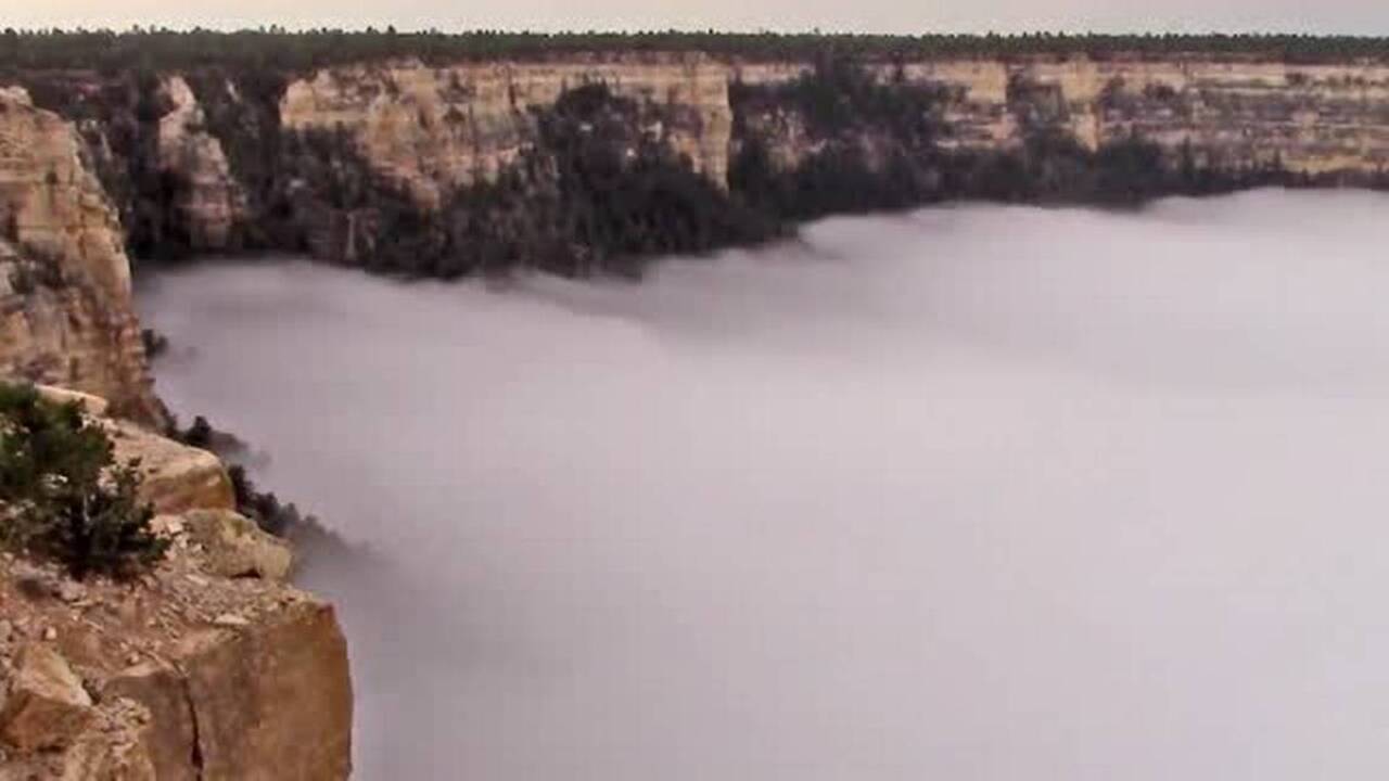 See incredible, rare cloud inversion fill Grand Canyon like an ocean