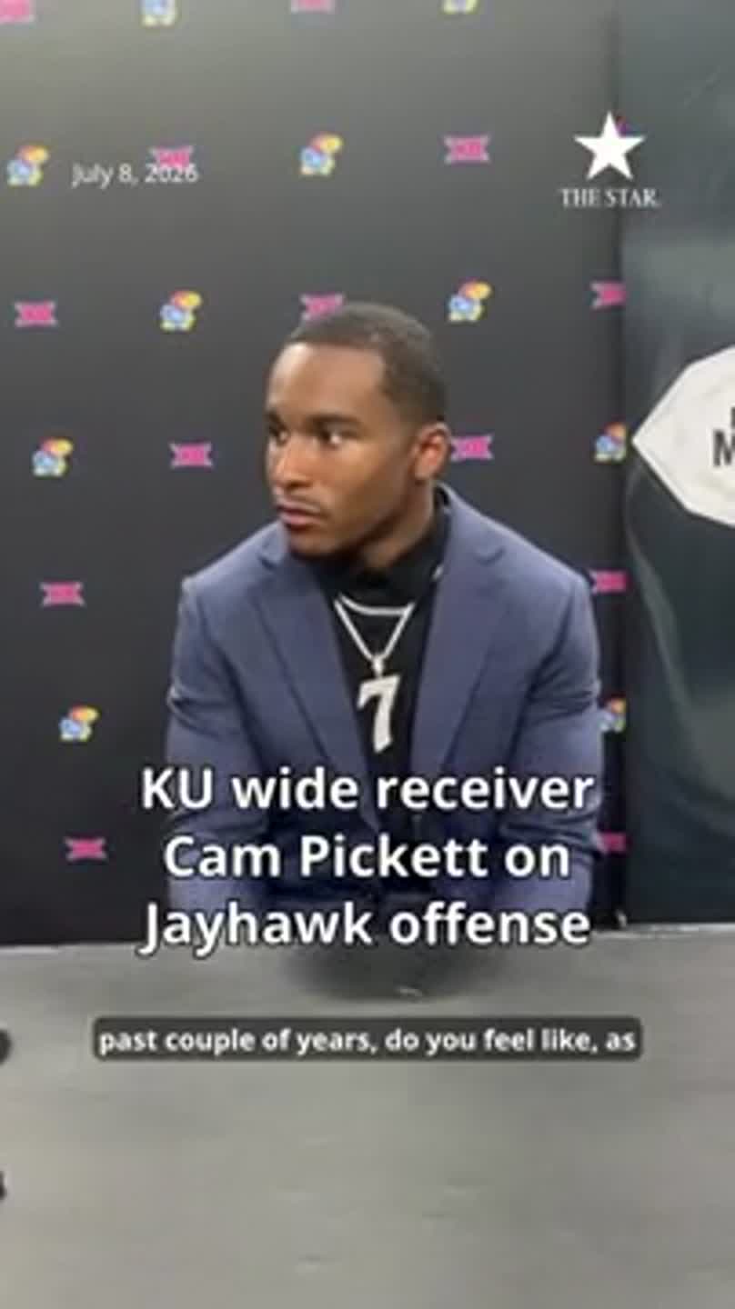KU wide receiver Cam Pickett speaks at Big 12 Media Days about Jayhawk offense
