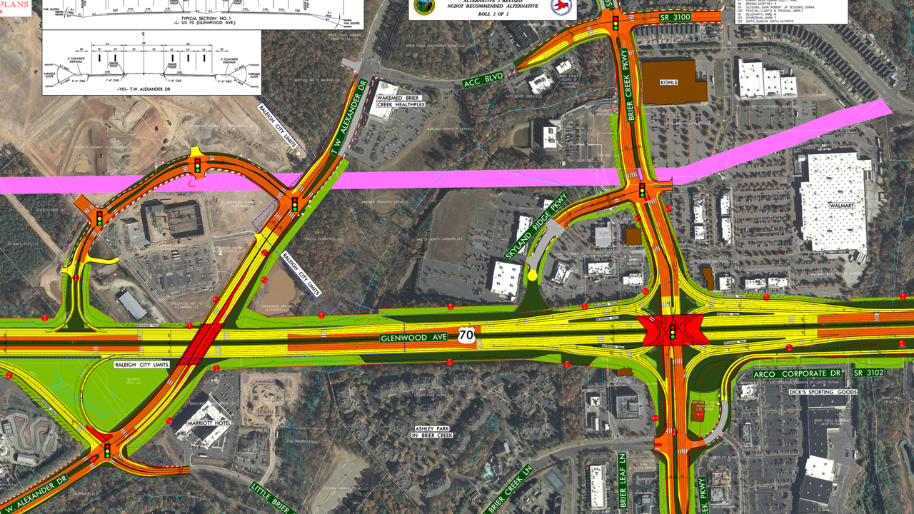 NCDOT plan for US 70 at Brier Creek