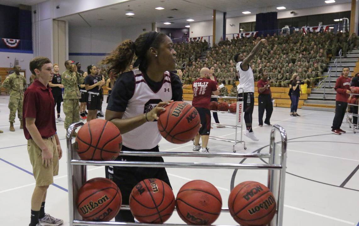 Gamecocks entertain troops at Fort Jackson