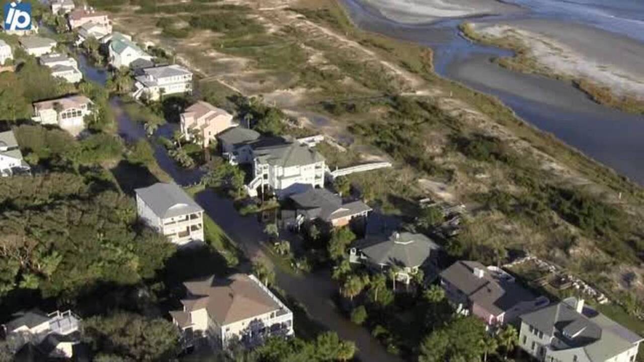 South Carolina island inundated by storm surge after Hurricane Matthew