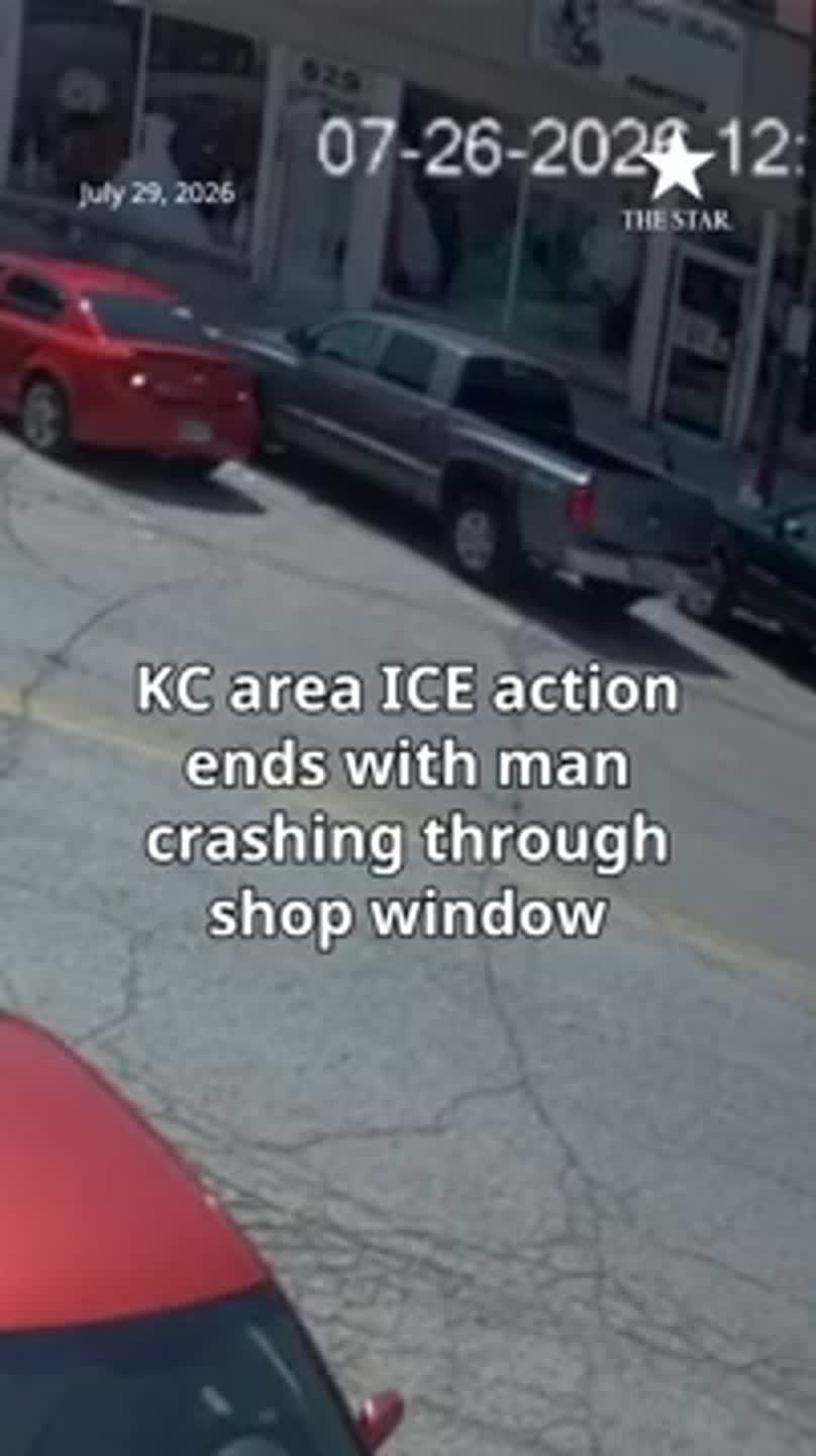 KC area ICE action ends with man crashing through shop window