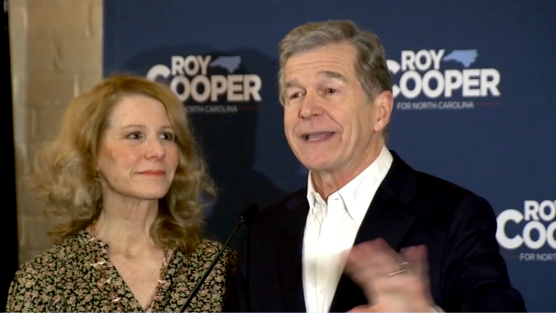 Roy Cooper speaks to supporters after winning Democratic primary for Senate