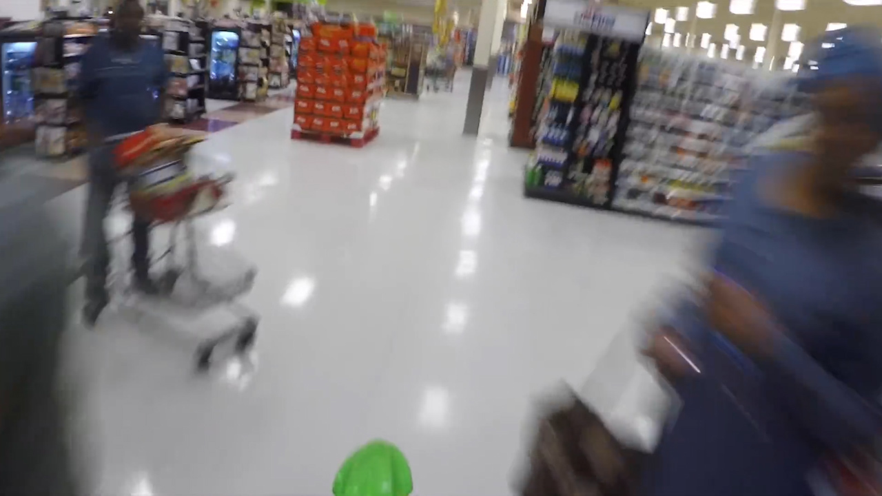 Man rides dirt bike through New York grocery store