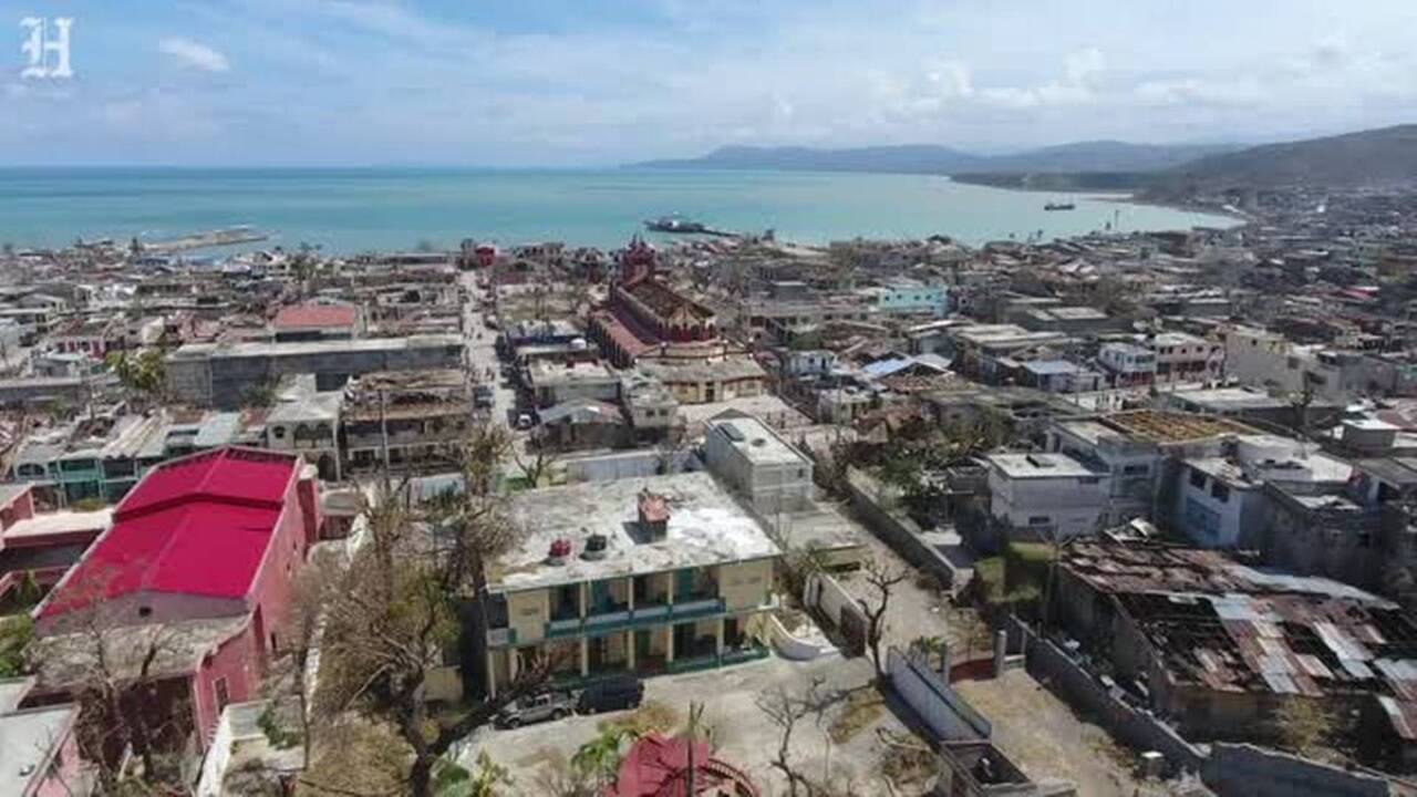 Aerial footage of the devastation in Jeremie, Haiti after Hurricane Matthew