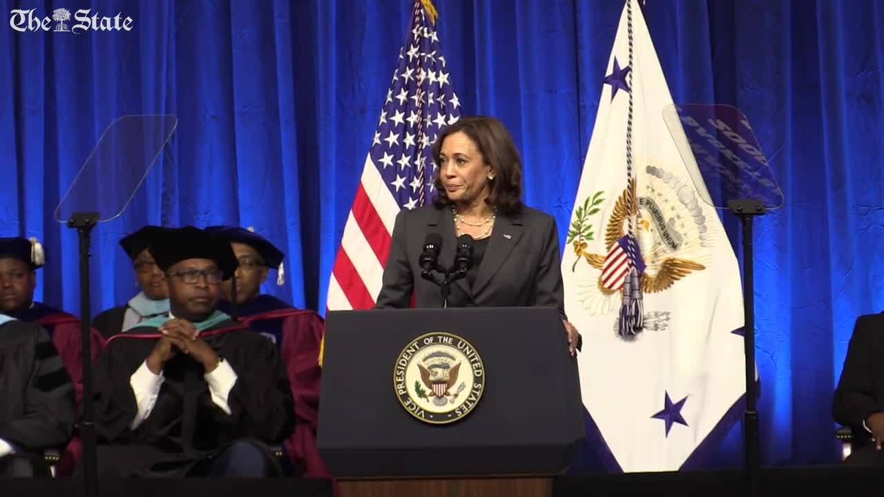 Vice President Kamala Harris speaks at South Carolina State University