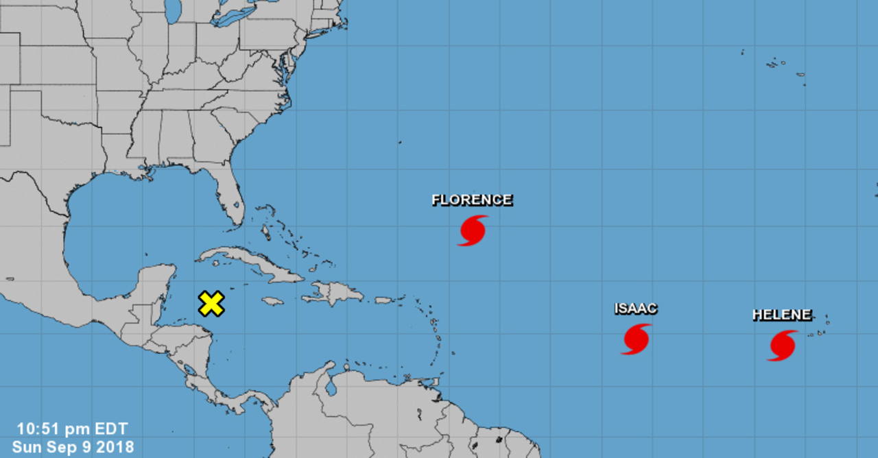 Helene and Florence are now hurricanes. Isaac is expected to follow by Monday night