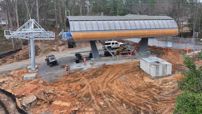 Drone: Saluda Skyride construction at Riverbanks Zoo and Garden