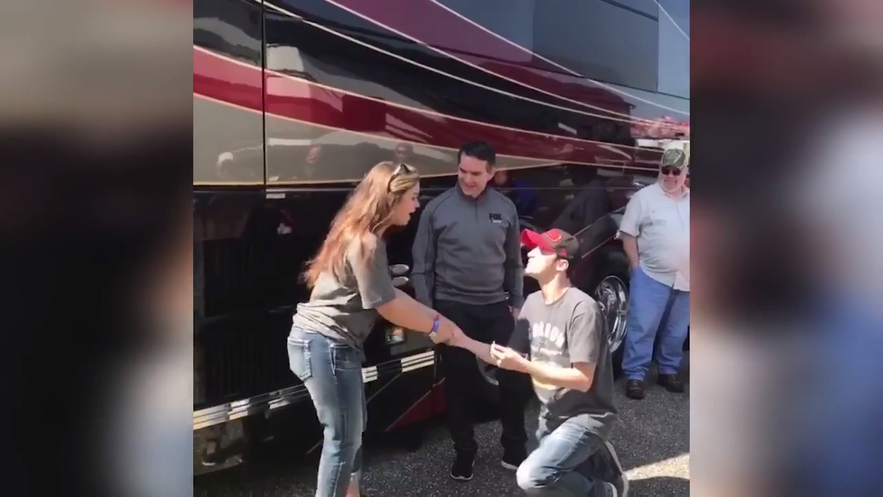 NASCAR celebrity helps Coast fan propose to his girlfriend