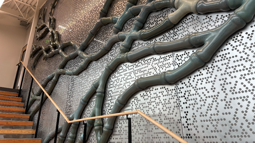 Public ceramic sculpture in Bellingham inspired by Nooksack River geography