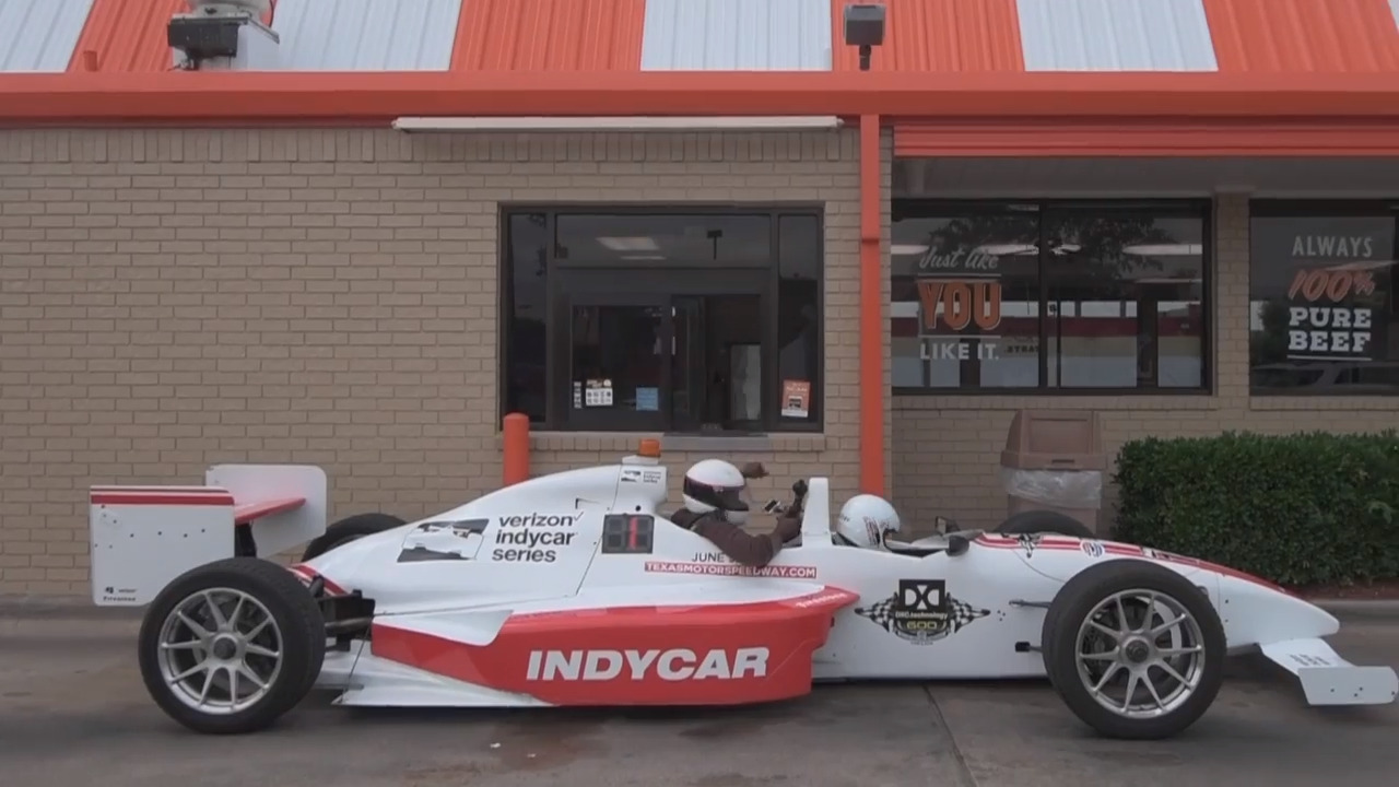 We drove an Indycar around Fort Worth, through a Whataburger drive-thru