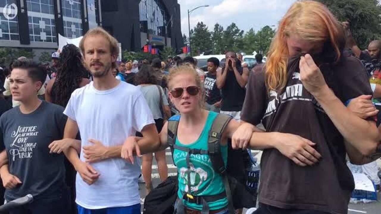 Protest in front of Bank of America Stadium
