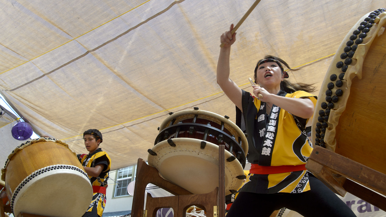 Taiko Drummers perform at the Japanese Cultural and Food Bazaar