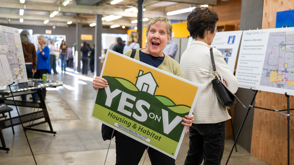 Watch Yes on Measure V supporters rally for more housing in Davis