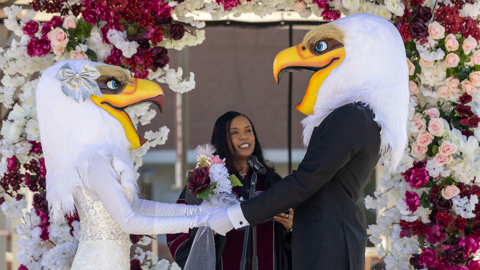 Love takes flight: NCCU Eagle mascots say ‘I do’