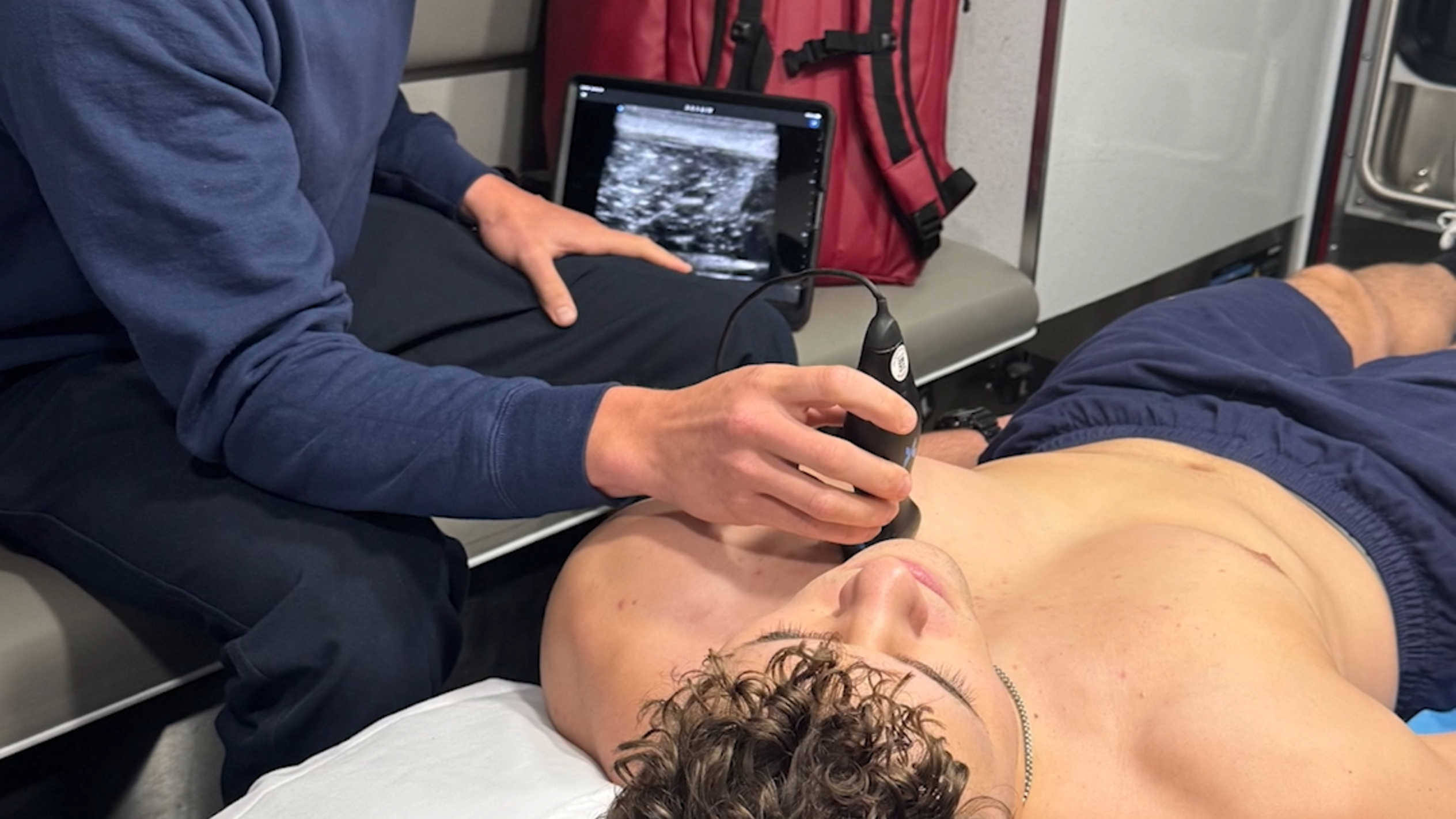 Thurston County paramedic demonstrates ultrasound device