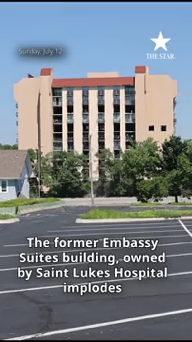 Watch the former Embassy Suites building in Kansas City implode