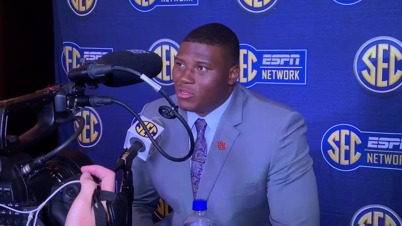 Auburn’s Derrick Brown talks about setting an example for younger players at SEC Media Days 2019