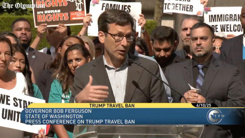Gov. Bob Ferguson recounts story about first Trump travel ban