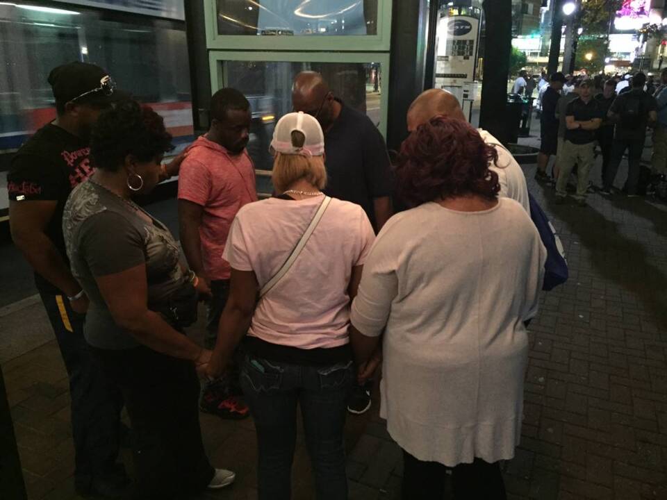 Charlotte protesters gather on Trade Street 