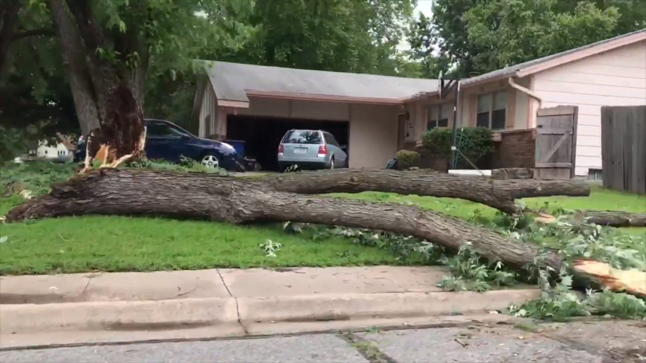 Straight-line winds up to 90 mph damaged Derby area, weather officials say
