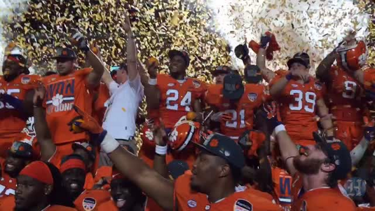 Video: Clemson celebrates after beating Oklahoma in the Orange Bowl