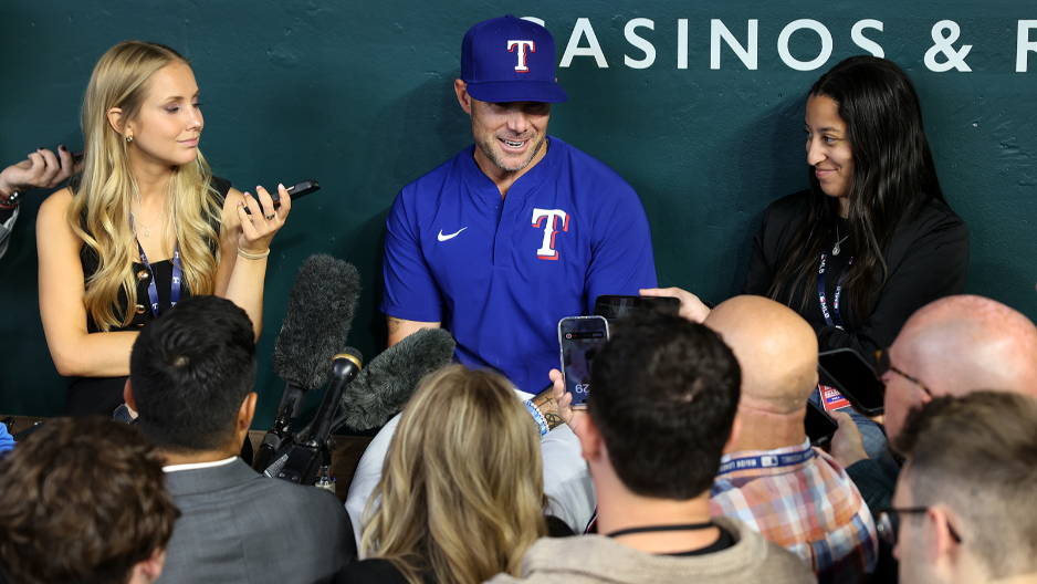 Skip Schumaker talks about his first home opener as Texas Rangers manager