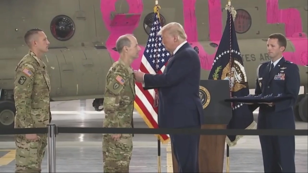 President Trump awards the Distinguished Flying Cross to California National Guard crews who rescued hundreds in Creek Fire