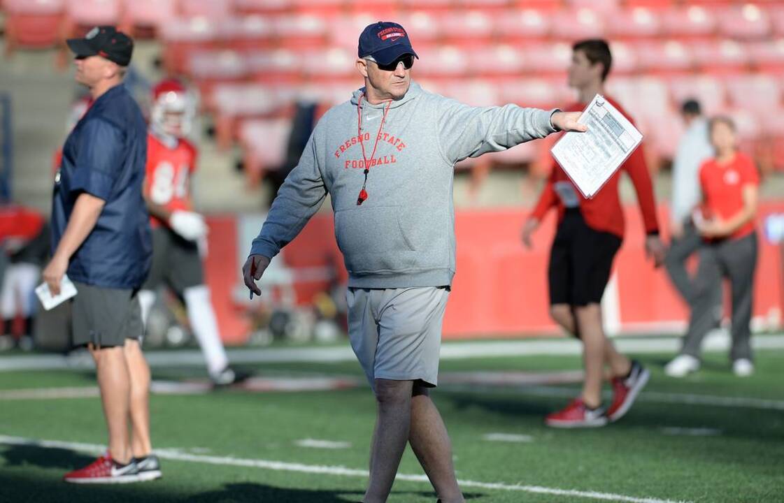 Bulldogs head coach Jeff Tedford oversees first day of spring practice