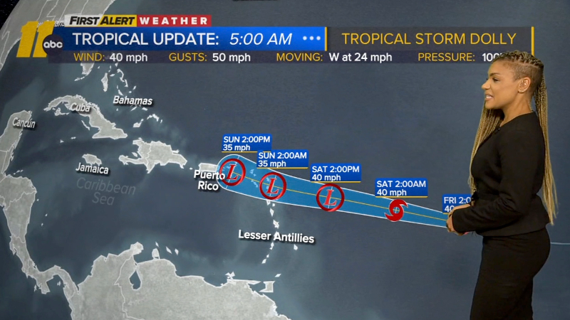 Tropical Storm Dolly moving fast in the Atlantic