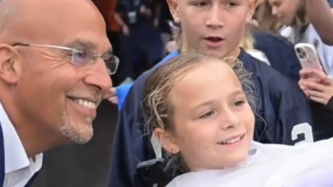 Penn State coach James Franklin greets Four Diamonds kids