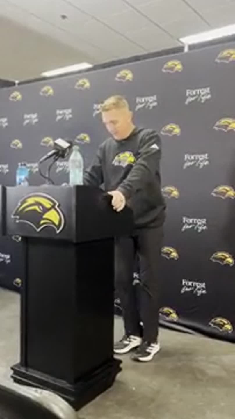 Southern Miss coach Blake Anderson speaks after loss to Arkansas State