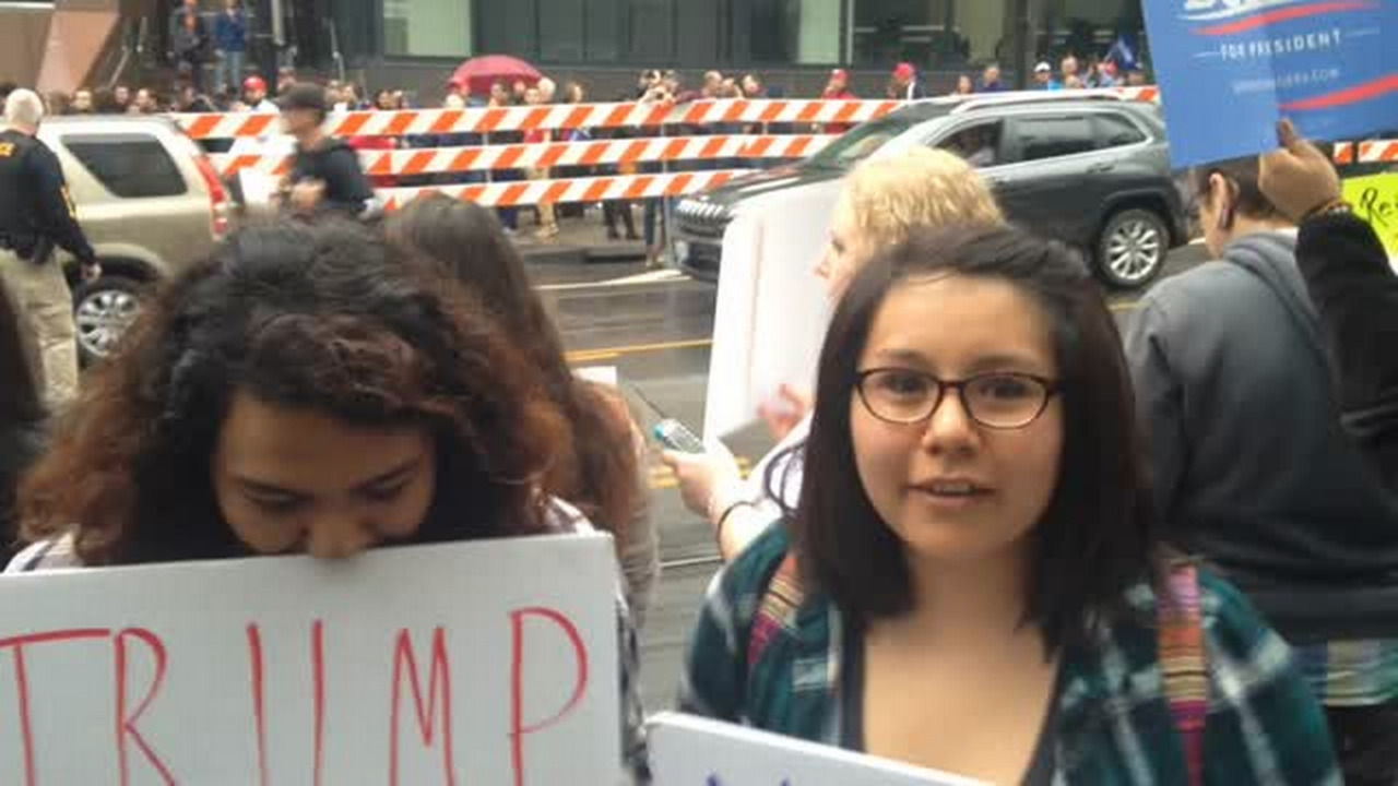 Trump protesters and supporters