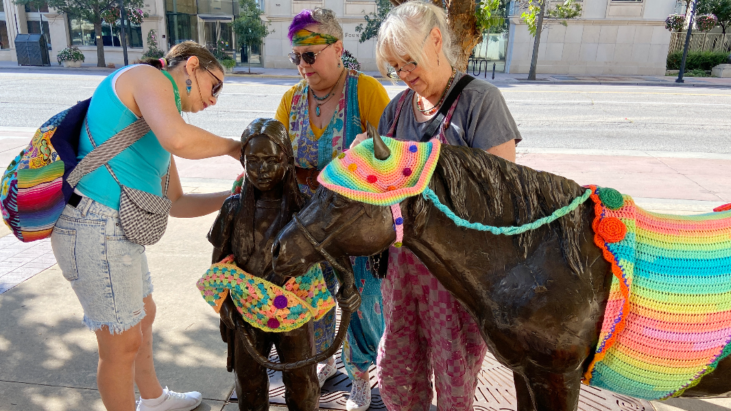 Statues on Douglas got a glow-up