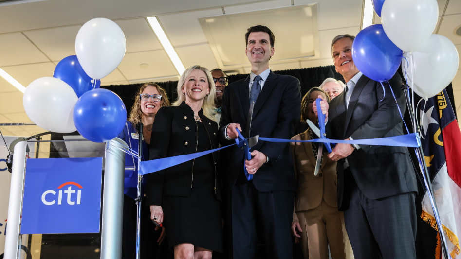 Gov. Josh Stein speaks at the new office opening for Citigroup in Ballantyne