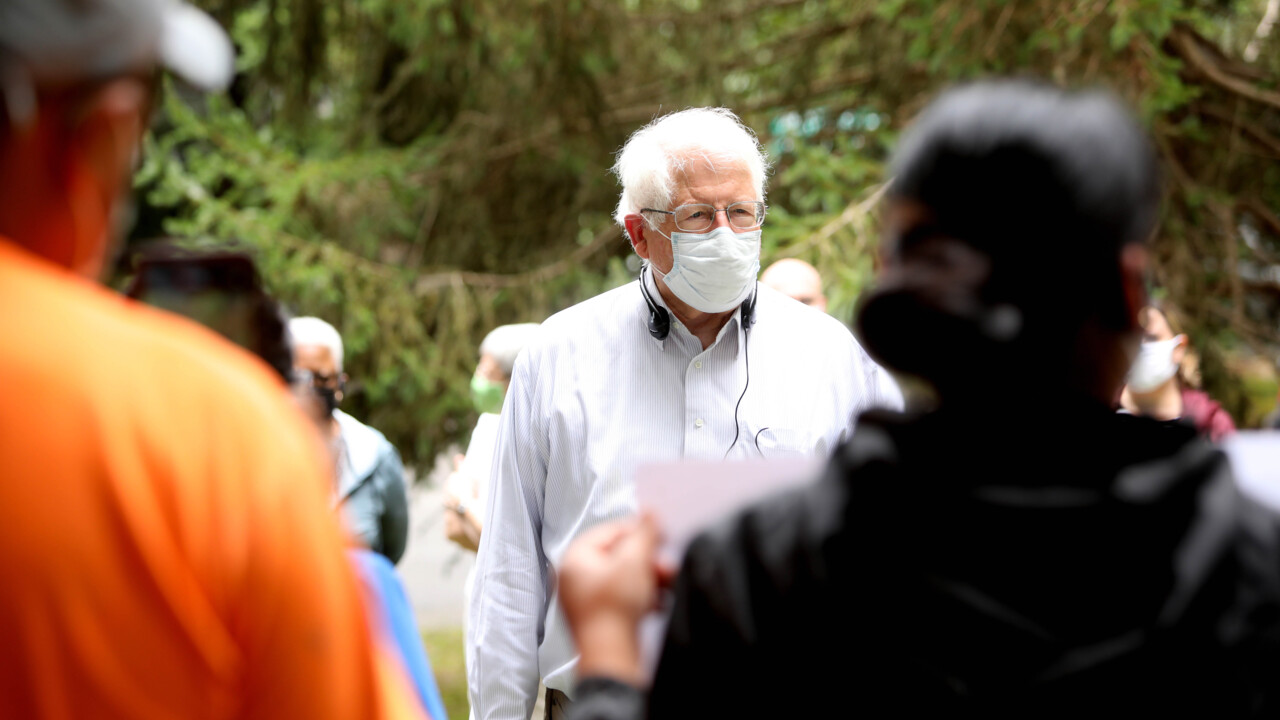 US Rep. David Price speaks with concerned residents at an NC mobile home park owned by a hedge fund