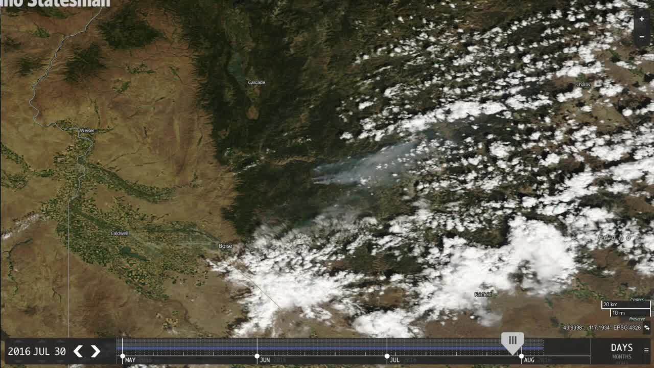 Satellite view shows growth of Pioneer Fire