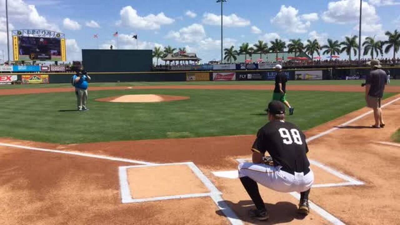First pitches before Pirates spring training games at LECOM Park